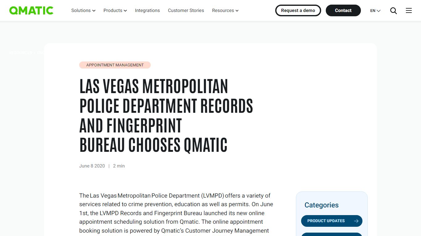 Las Vegas Metropolitan Police Department Records and ... - Qmatic